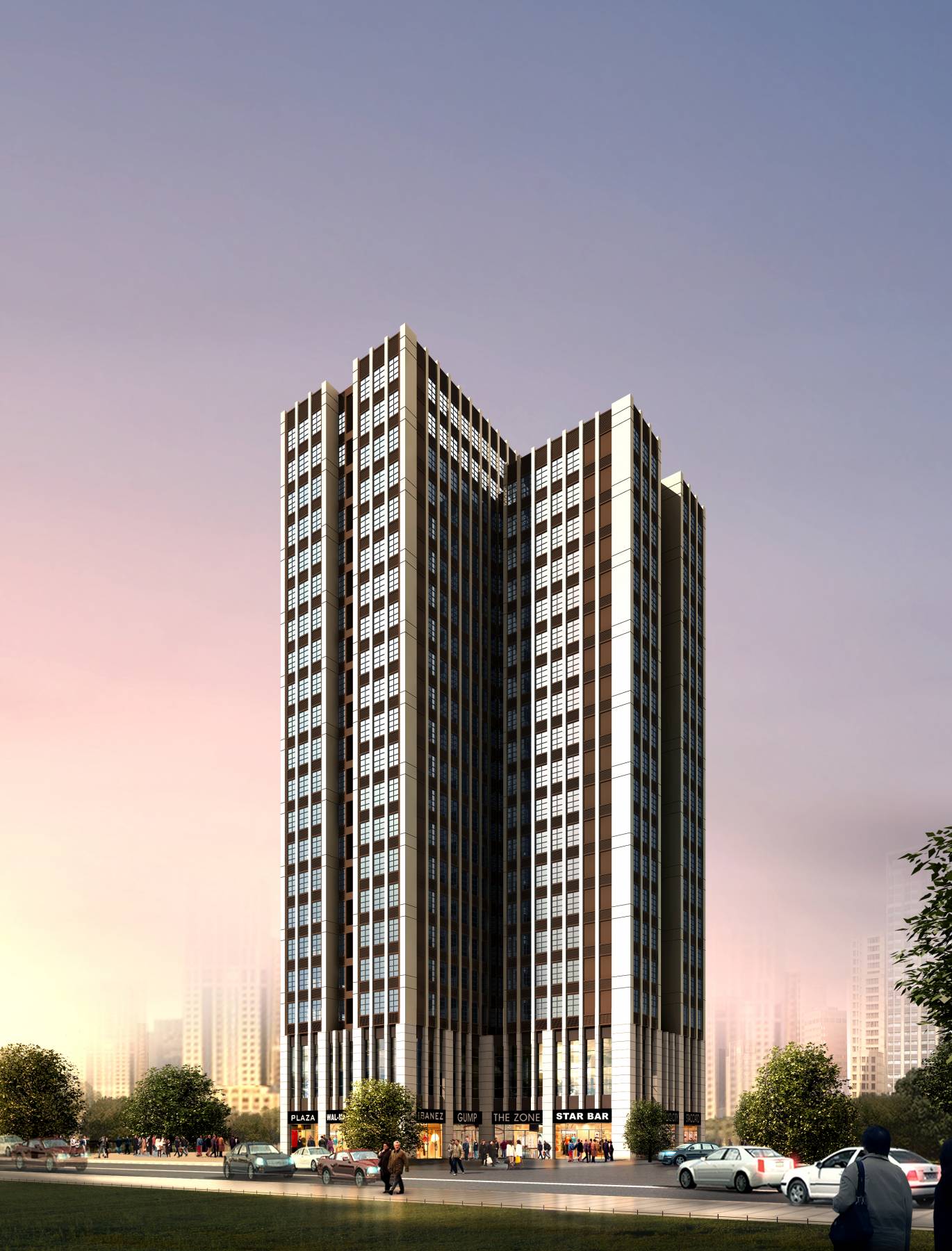 现代高层商业住宅楼