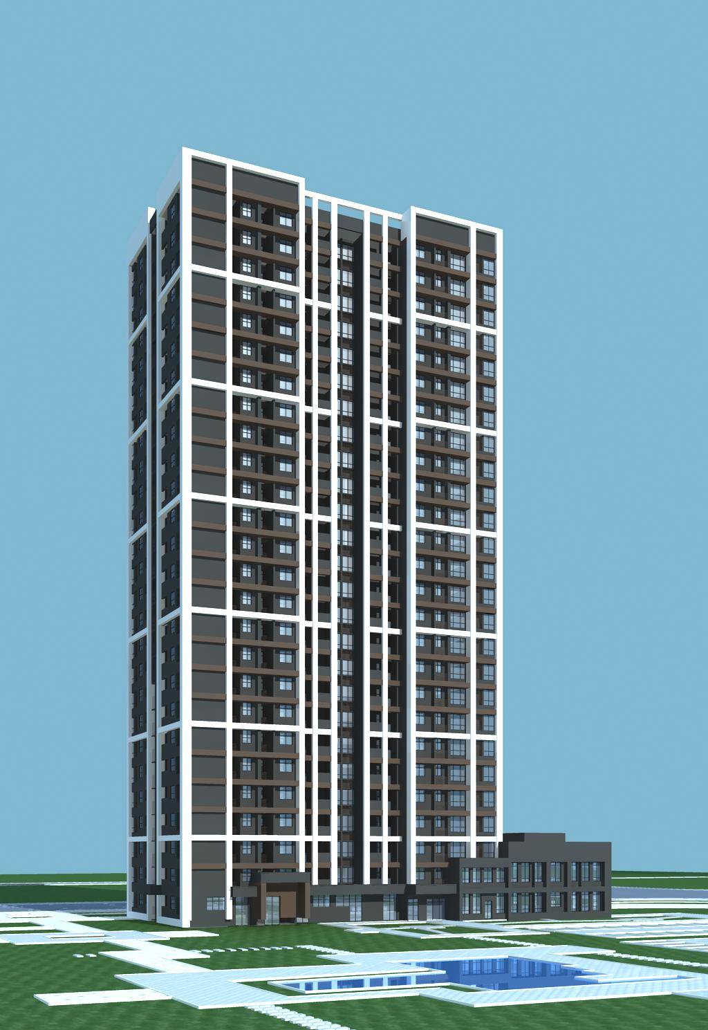 现代高层住宅楼