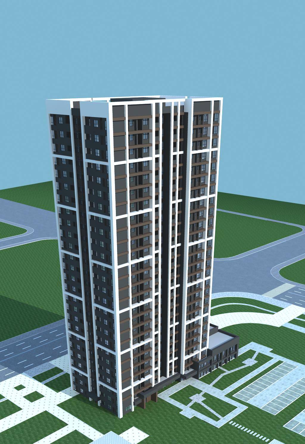 现代高层住宅楼