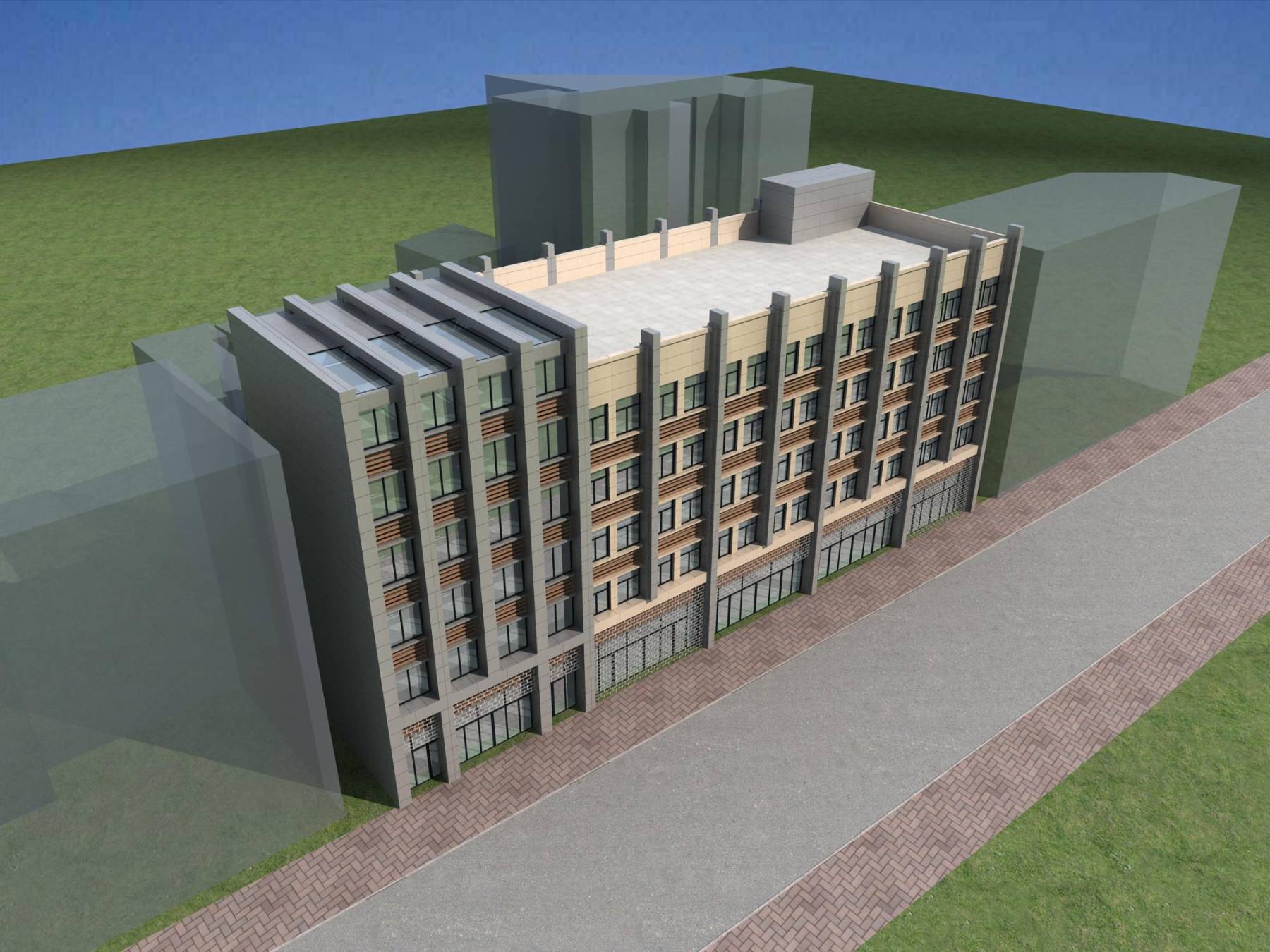 现代多层商业住宅楼