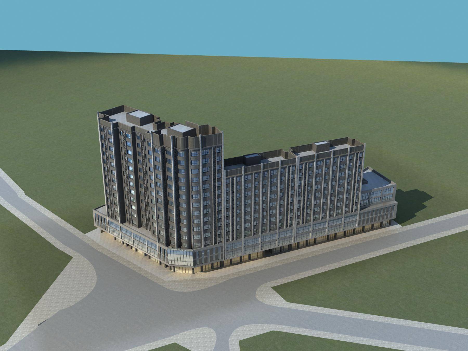 现代商业高层住宅楼