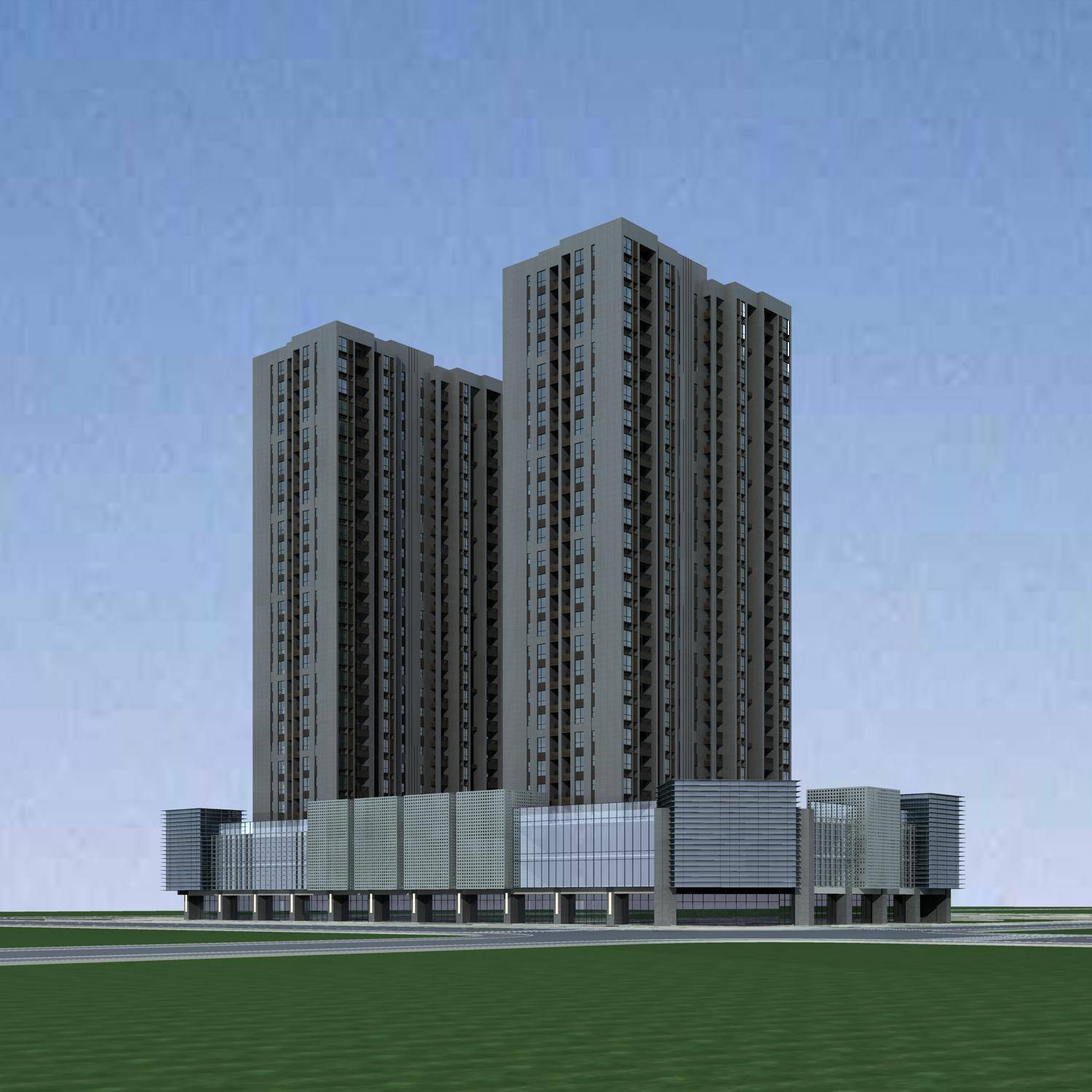 现代高层商业住宅楼