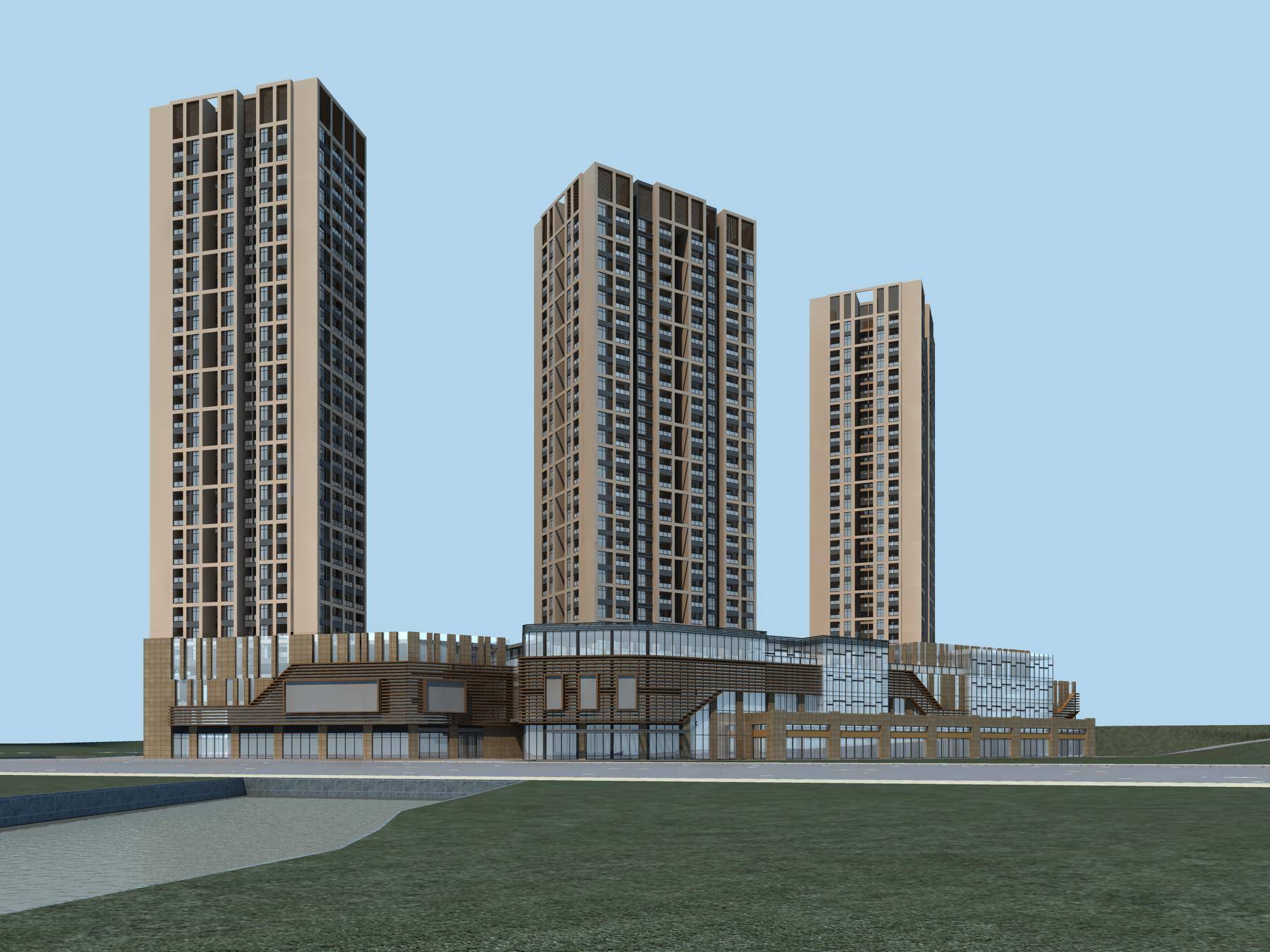 现代商业高层住宅楼