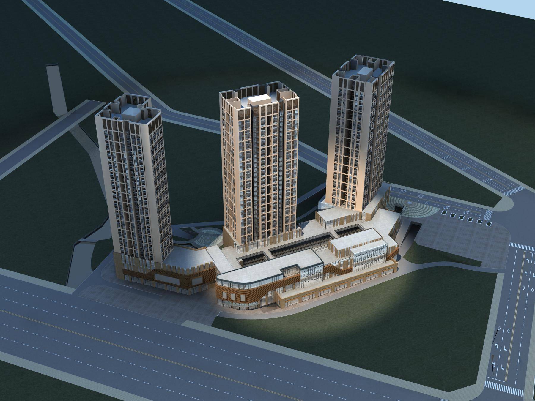 现代商业高层住宅楼