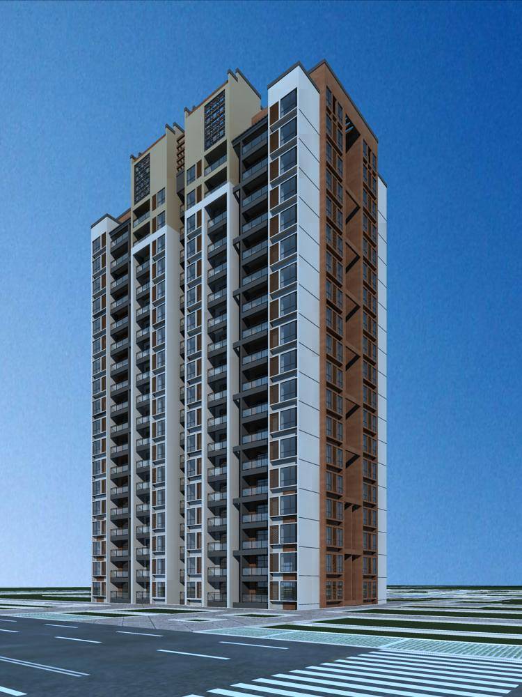 现代中式高层住宅楼