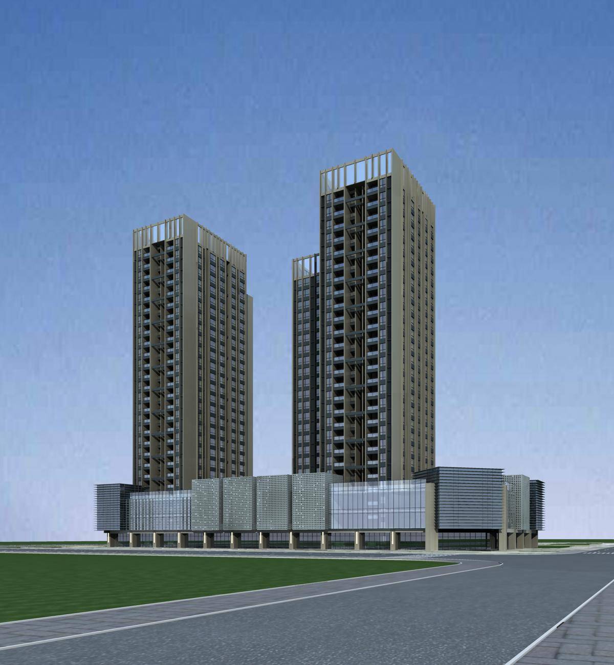 现代高层商业住宅楼