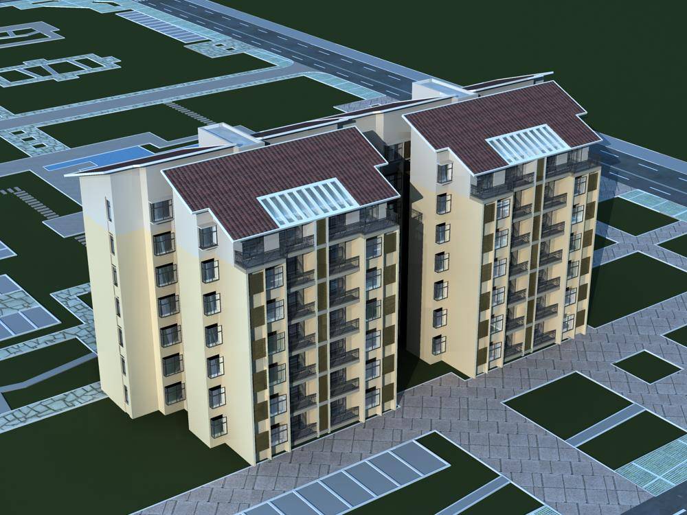 现代多层住宅楼