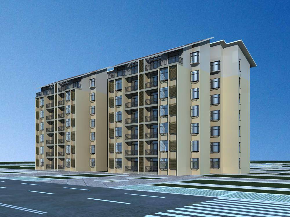 现代多层住宅楼