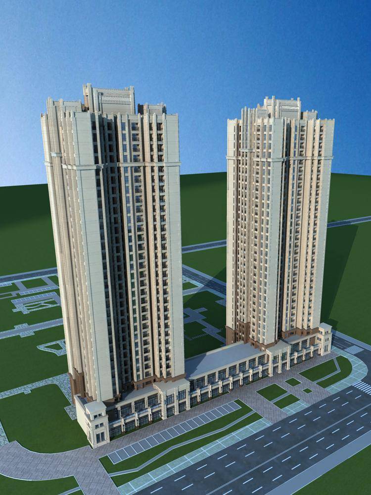 简欧商业高层住宅楼