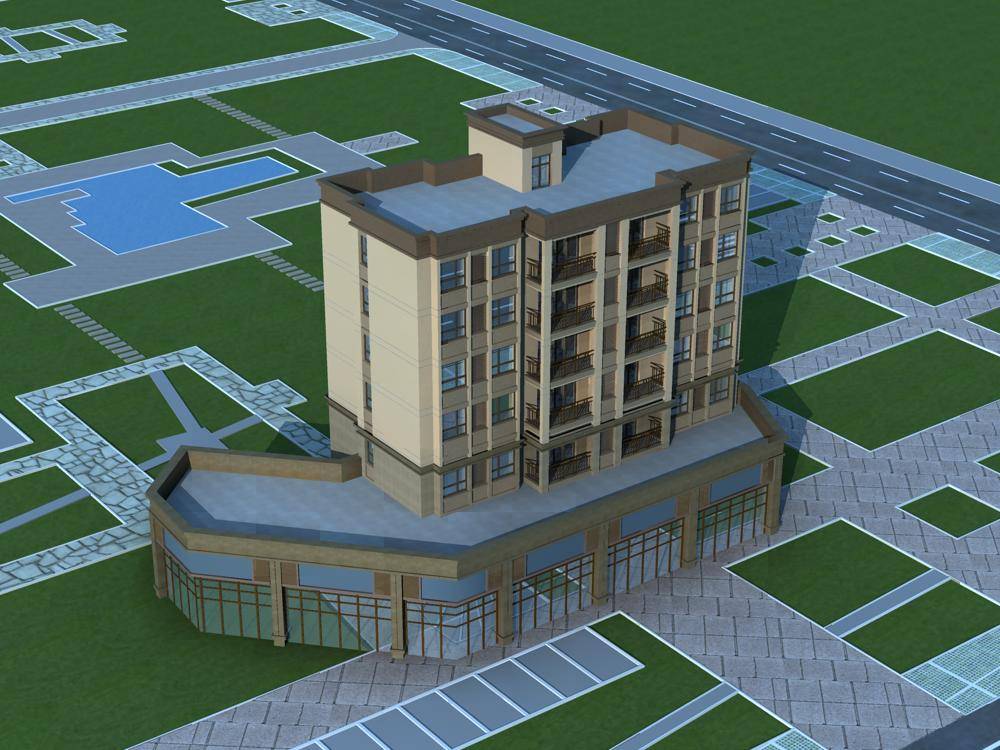 简欧商业多层住宅楼