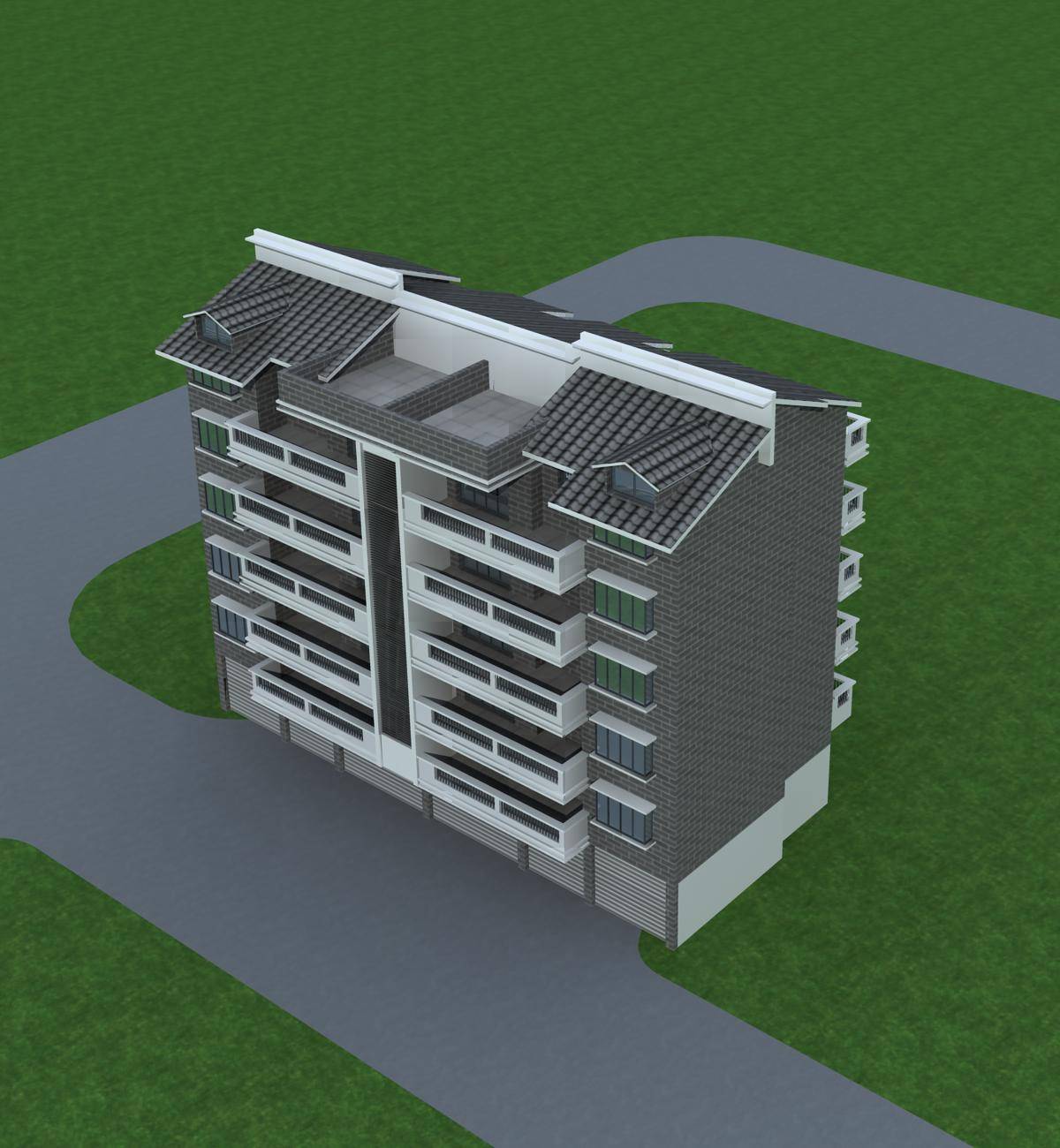 现代多层商业住宅楼