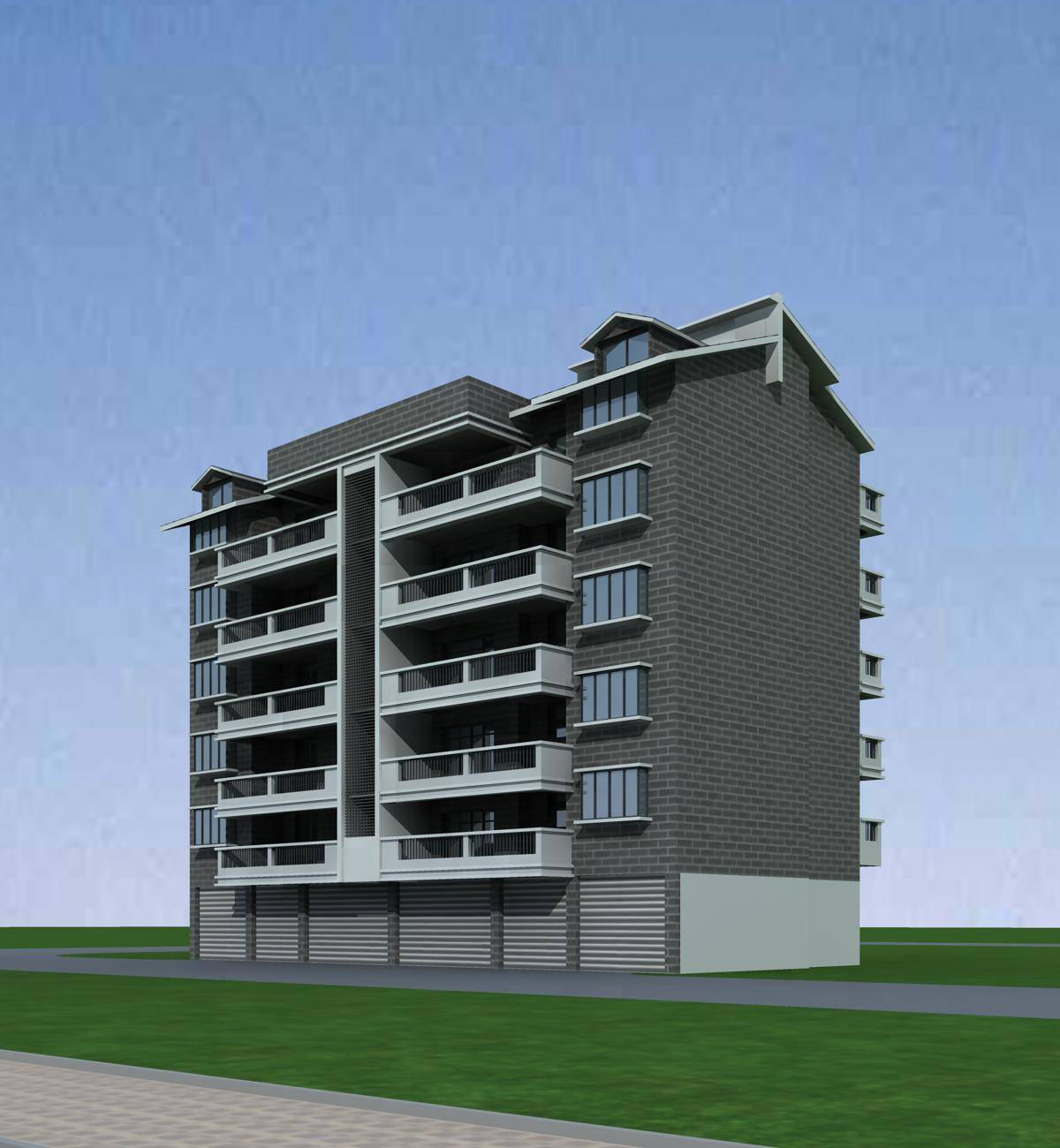现代多层商业住宅楼
