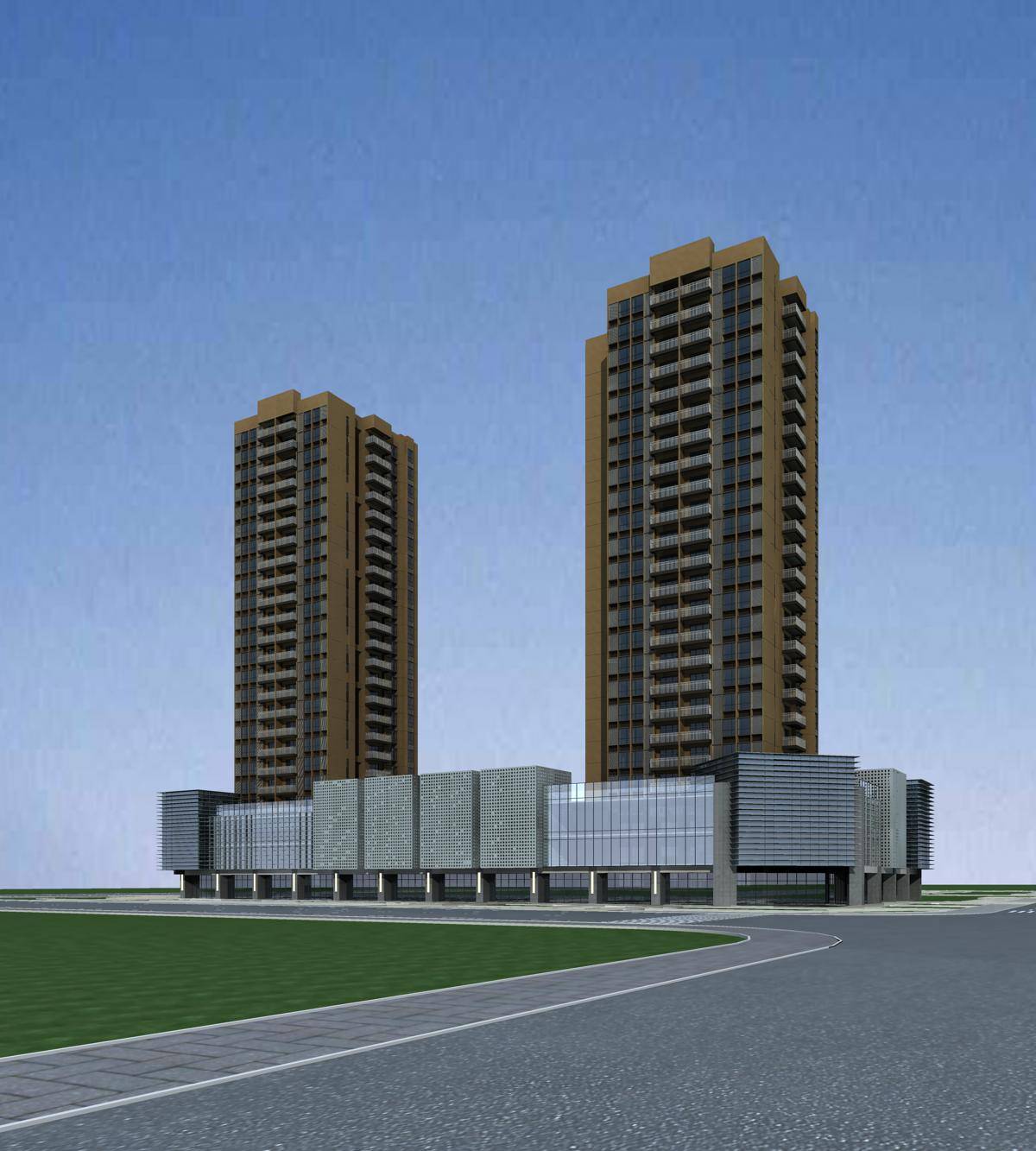 现代高层商业住宅楼