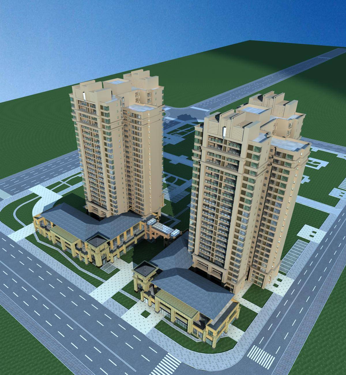 欧式高层商业住宅楼