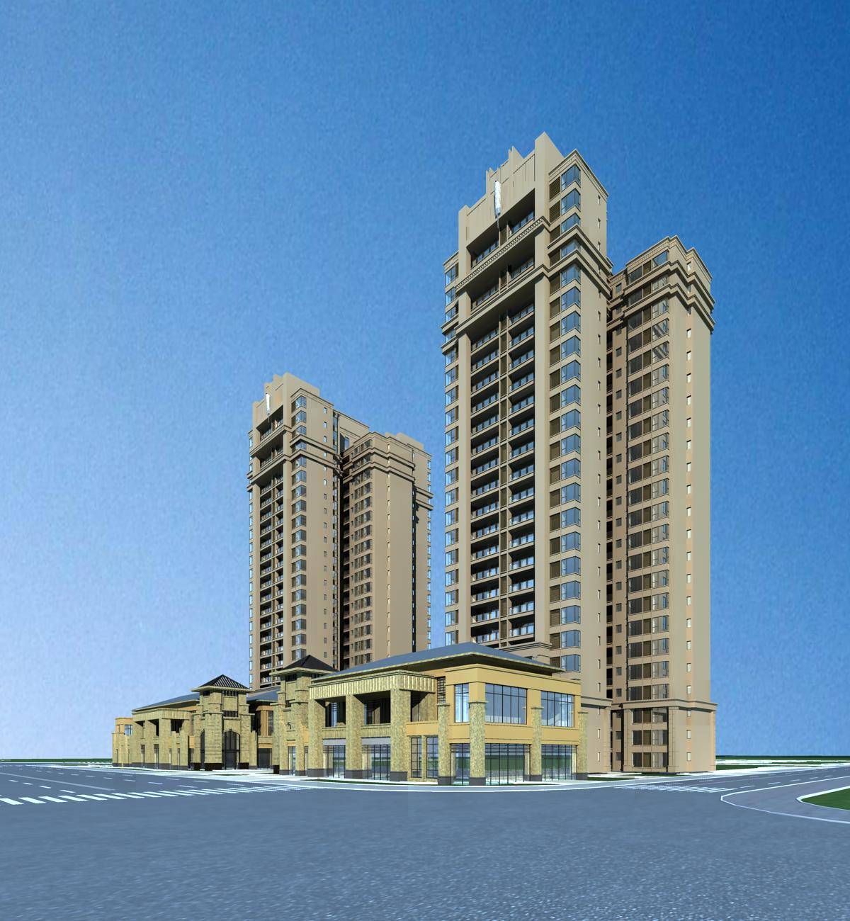 欧式高层商业住宅楼