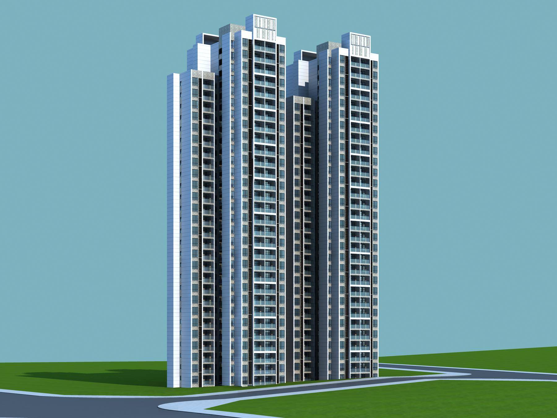 现代高层住宅楼