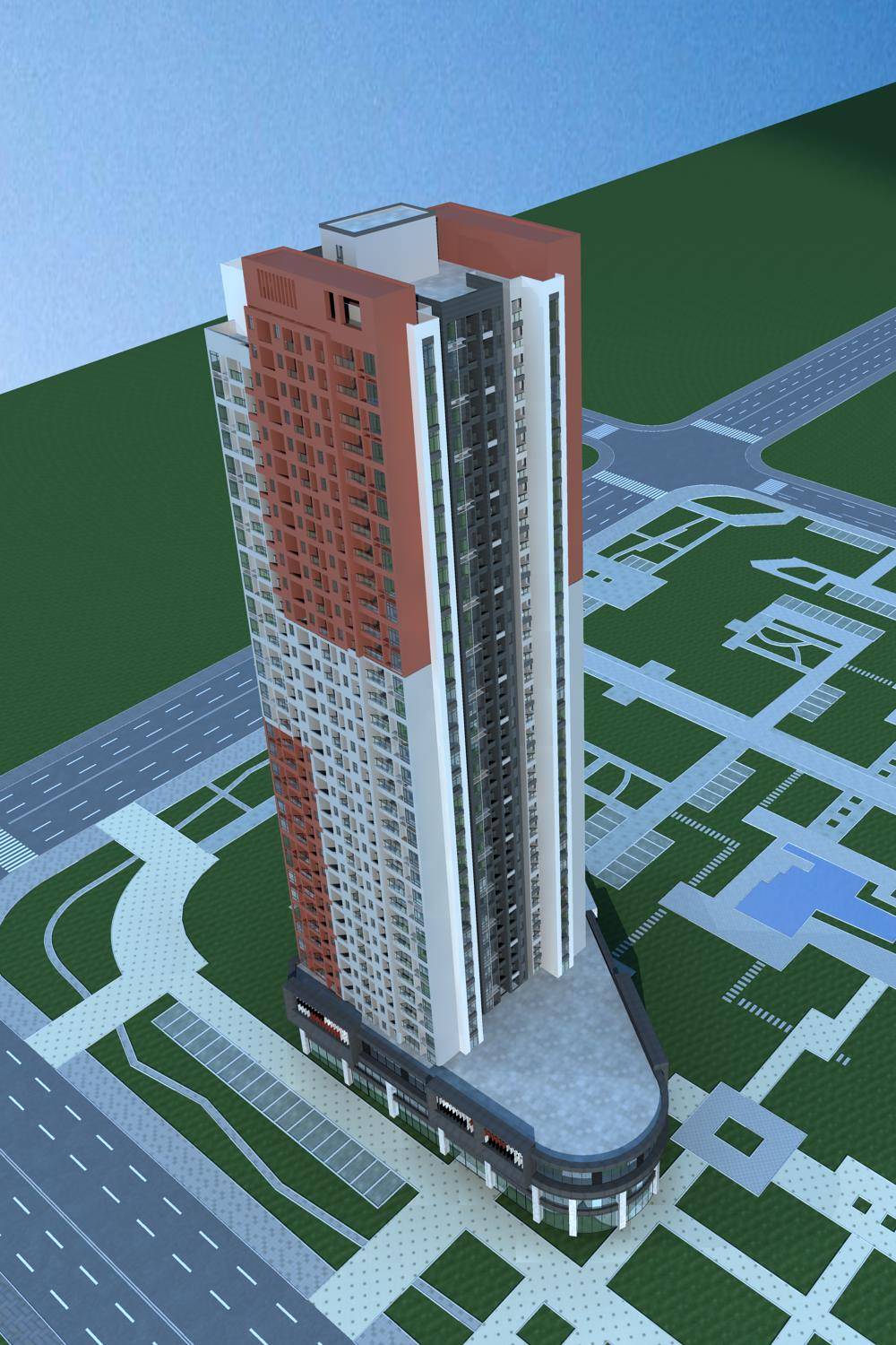 现代高层商业住宅楼