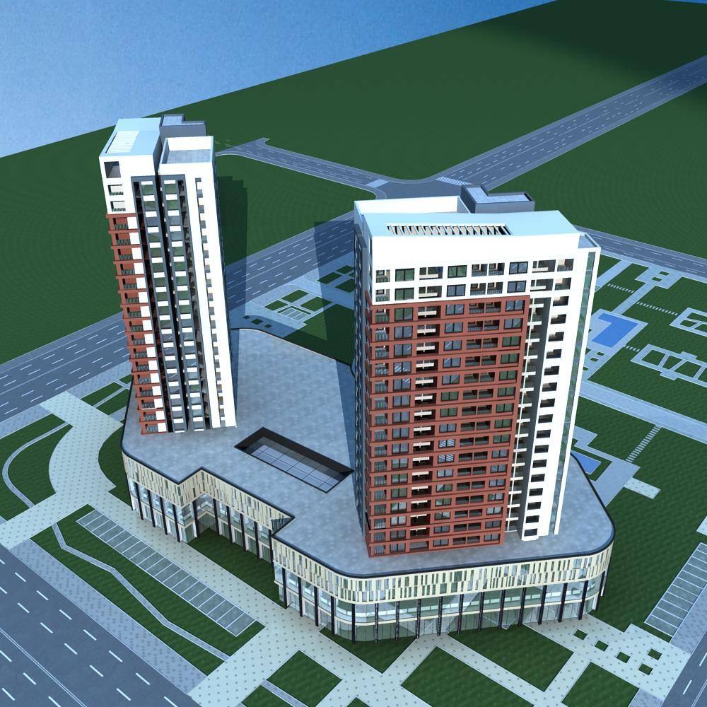 现代高层商业住宅楼
