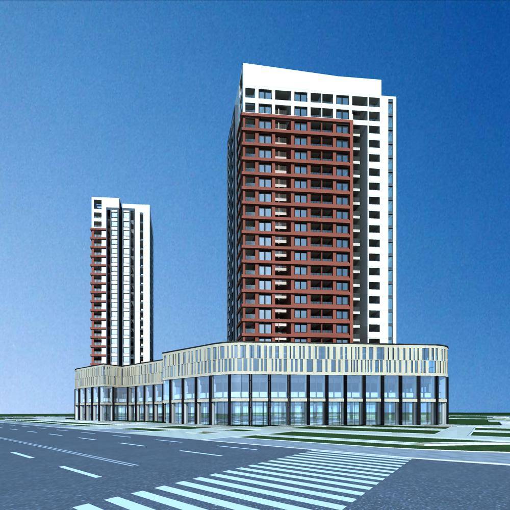 现代高层商业住宅楼