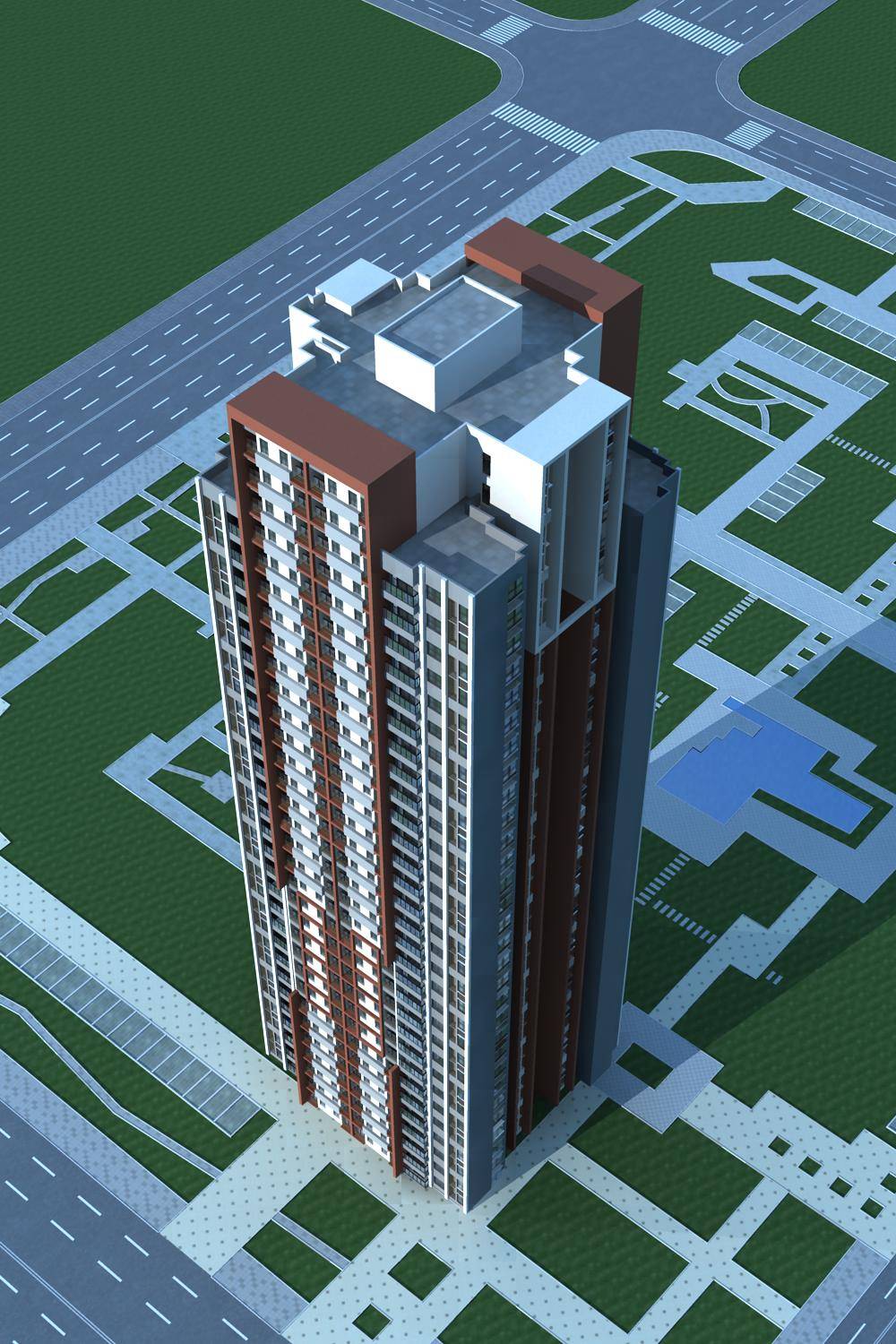 现代高层住宅楼