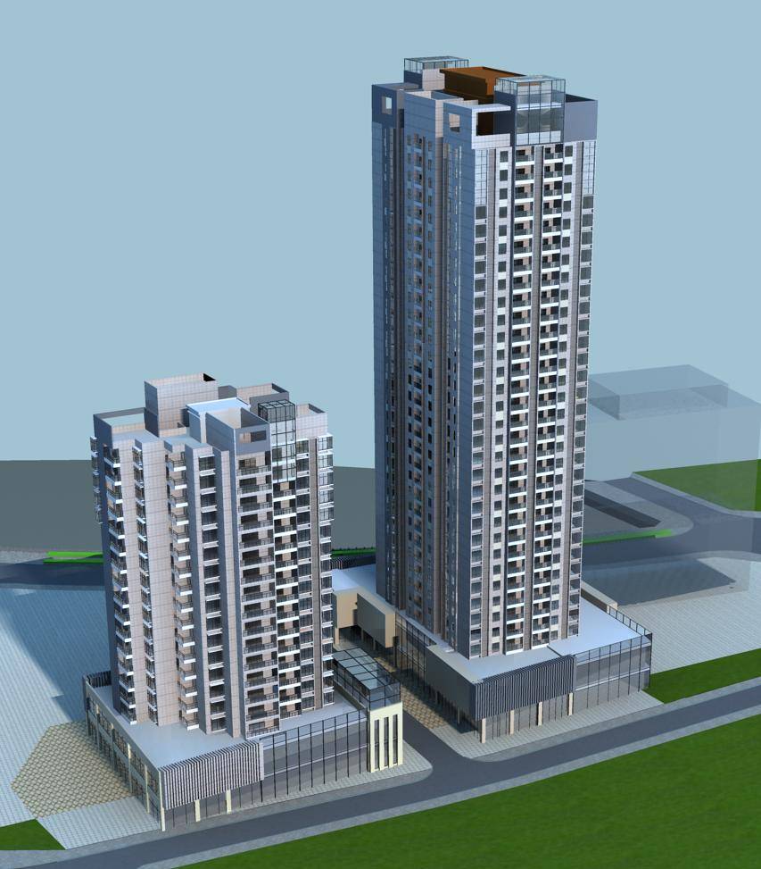 现代商业高层住宅楼
