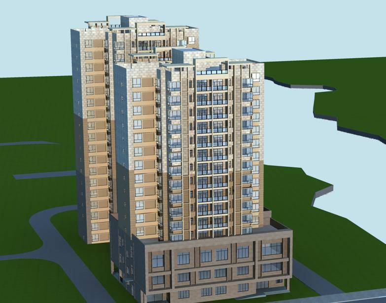 现代商业高层住宅楼