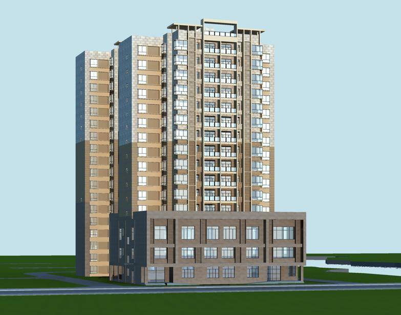 现代商业高层住宅楼