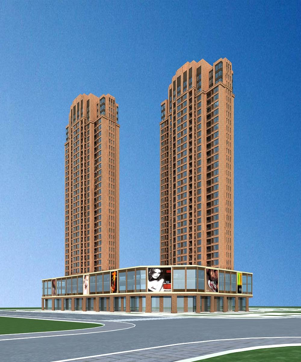 简欧风格高层商业住宅楼