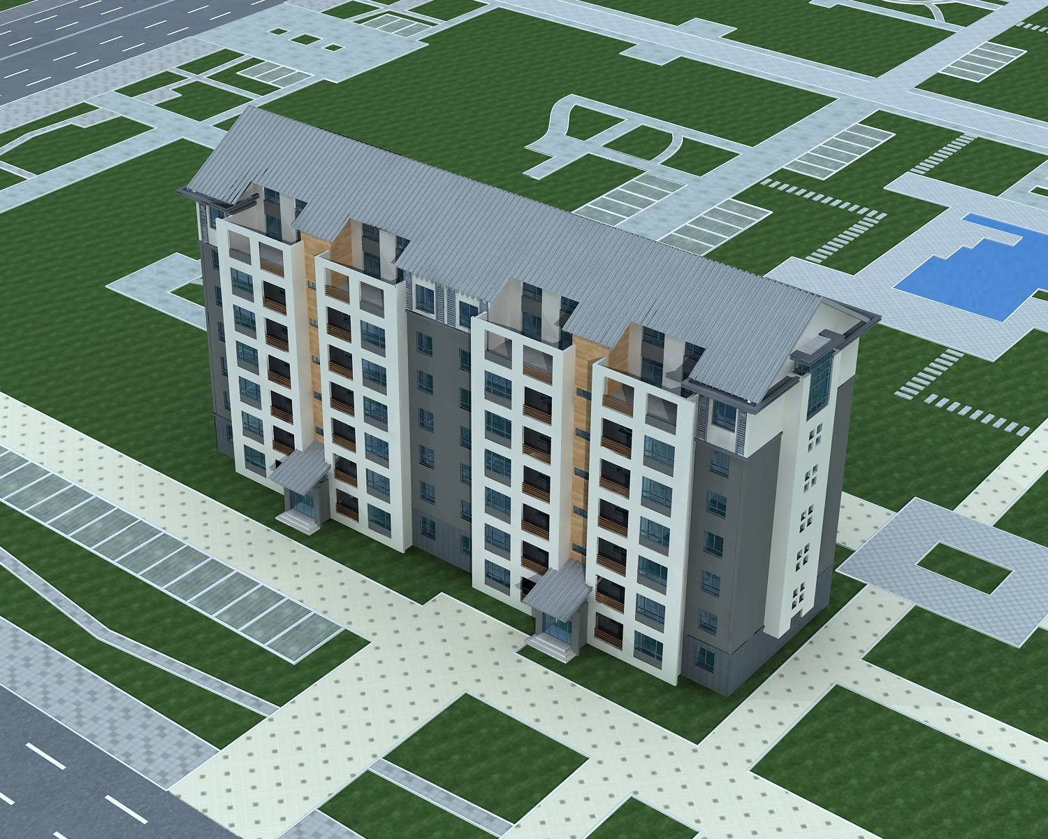 现代中式多层住宅楼
