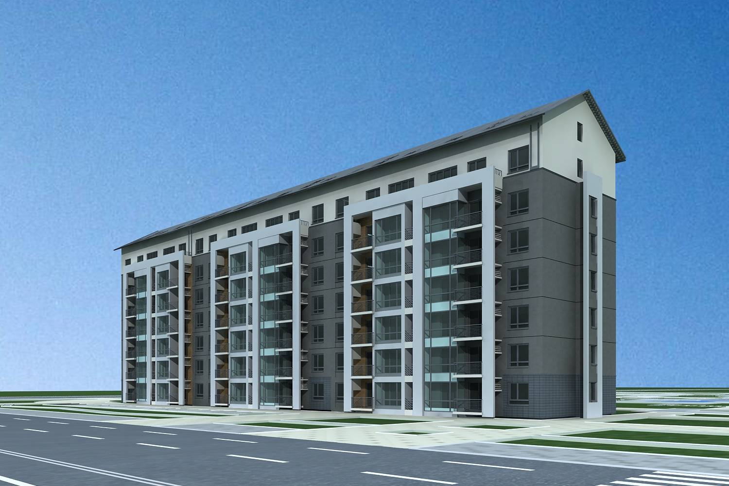 现代多层住宅楼