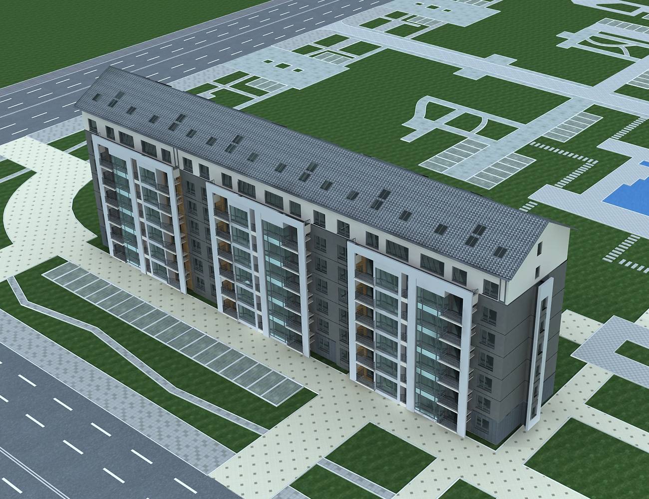 现代多层住宅楼