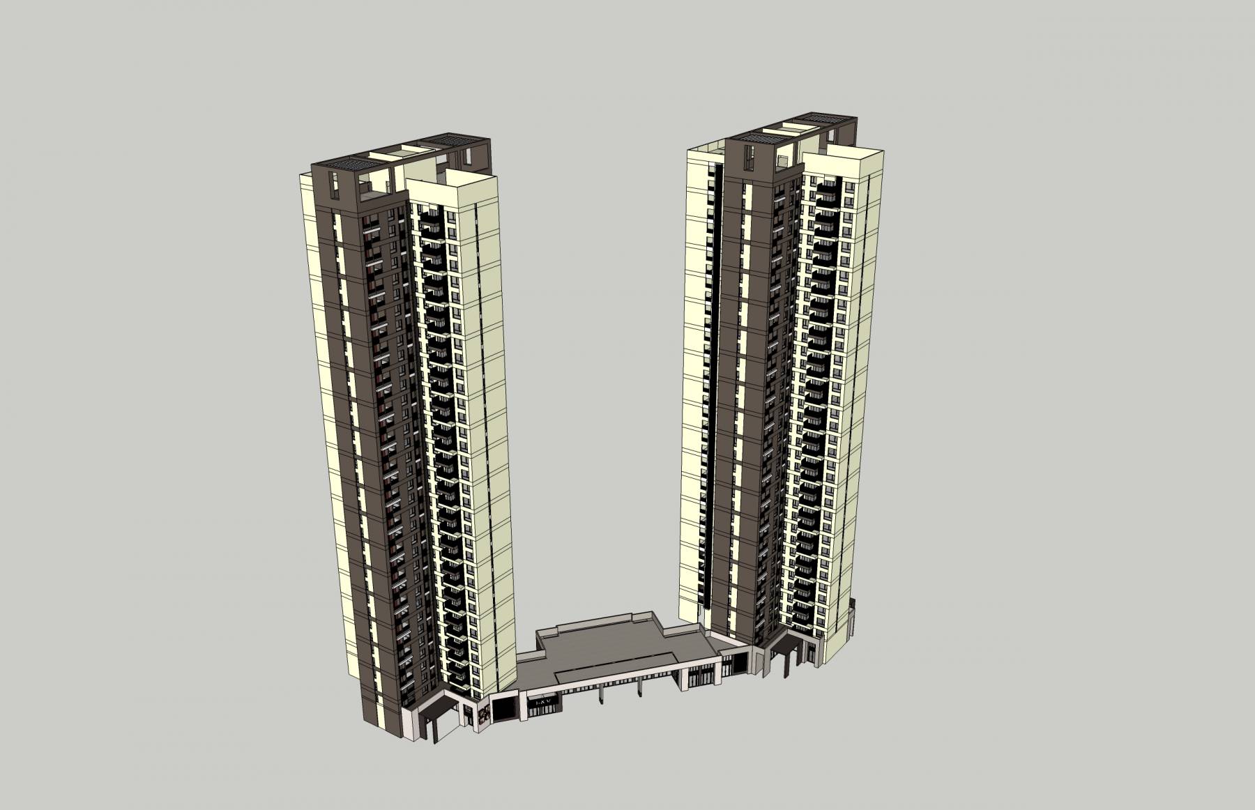 现代高层商业住宅楼