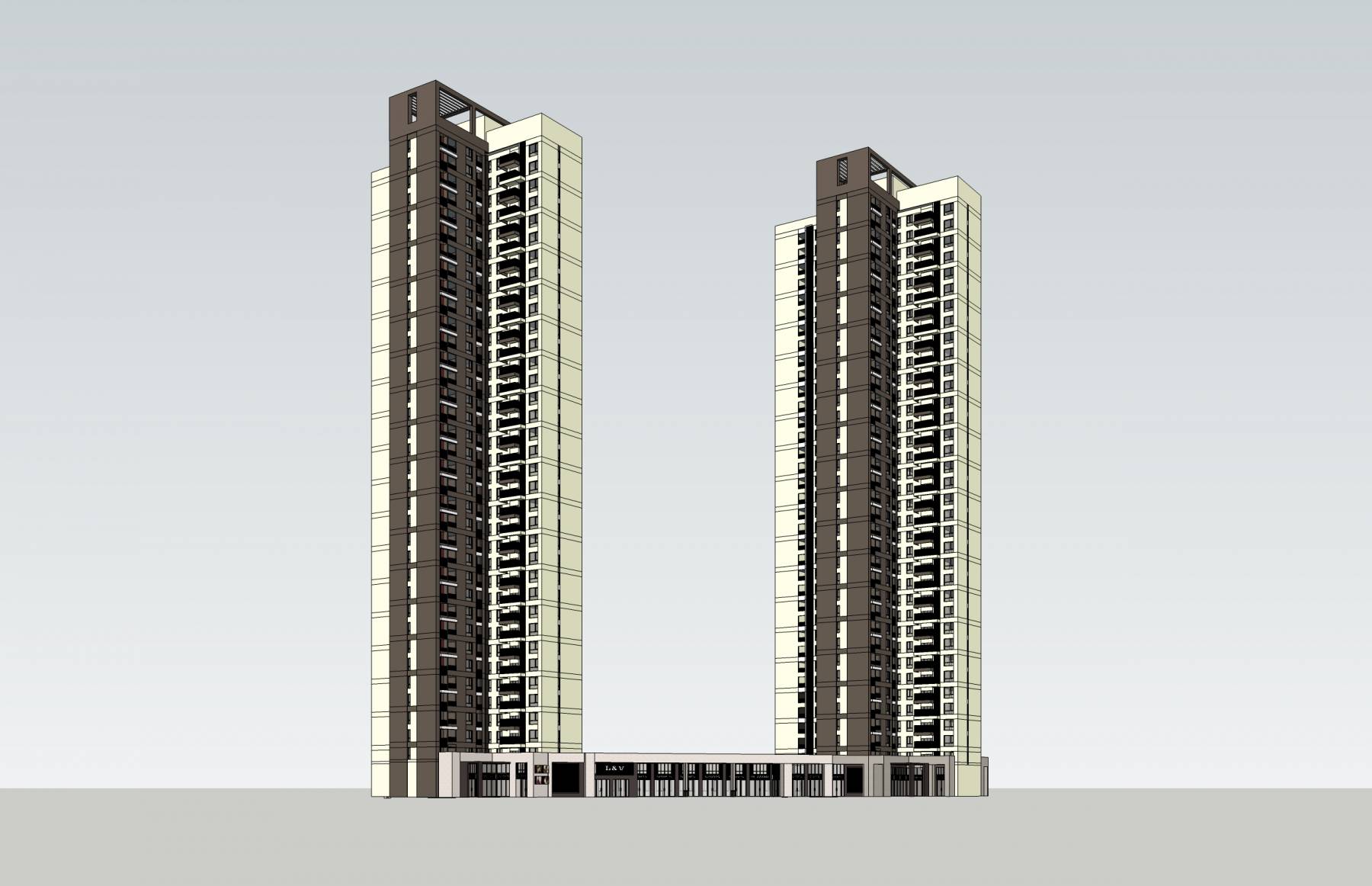 现代高层商业住宅楼