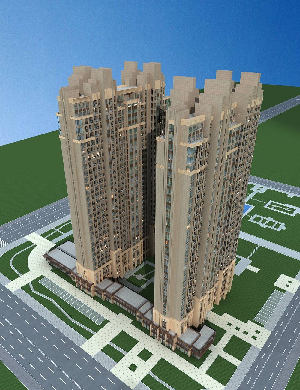 欧式高层商业住宅楼