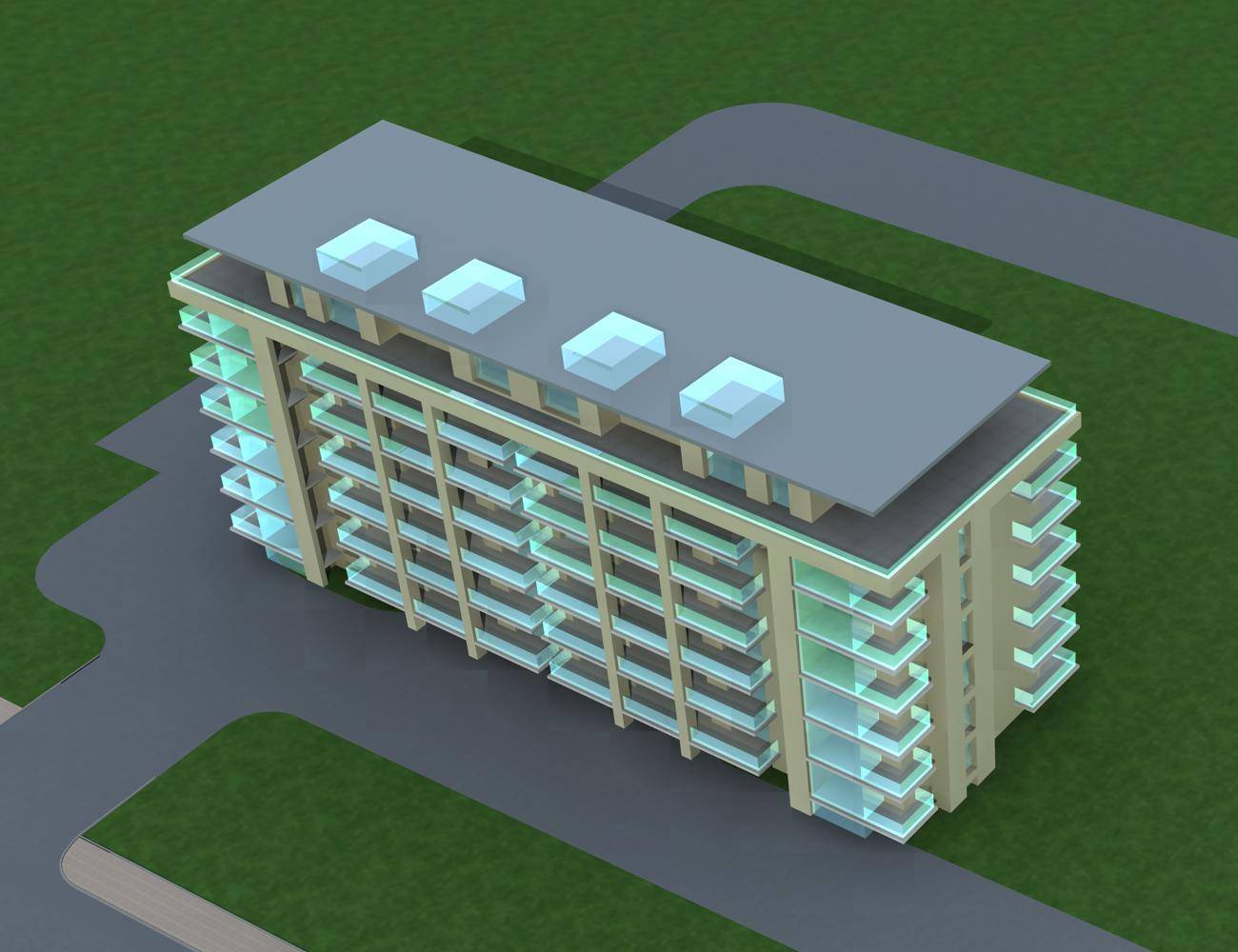 现代多层住宅楼