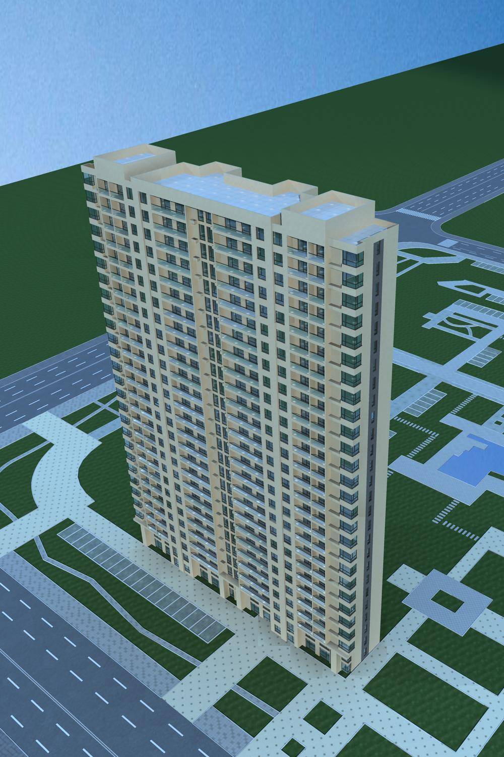现代高层住宅楼