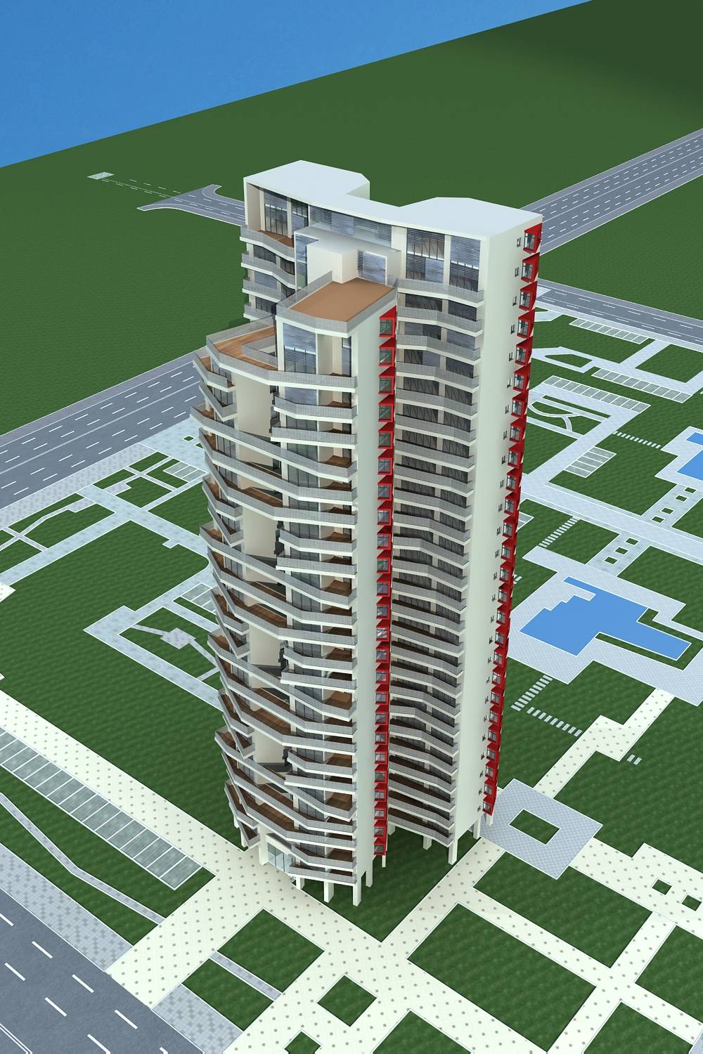 现代高层住宅楼