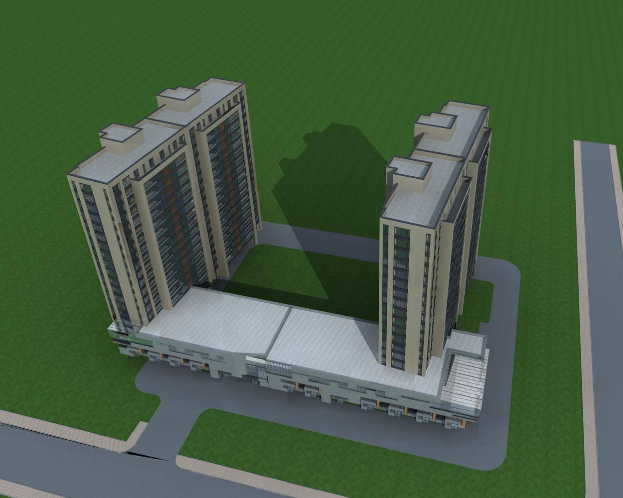 现代高层商业住宅楼