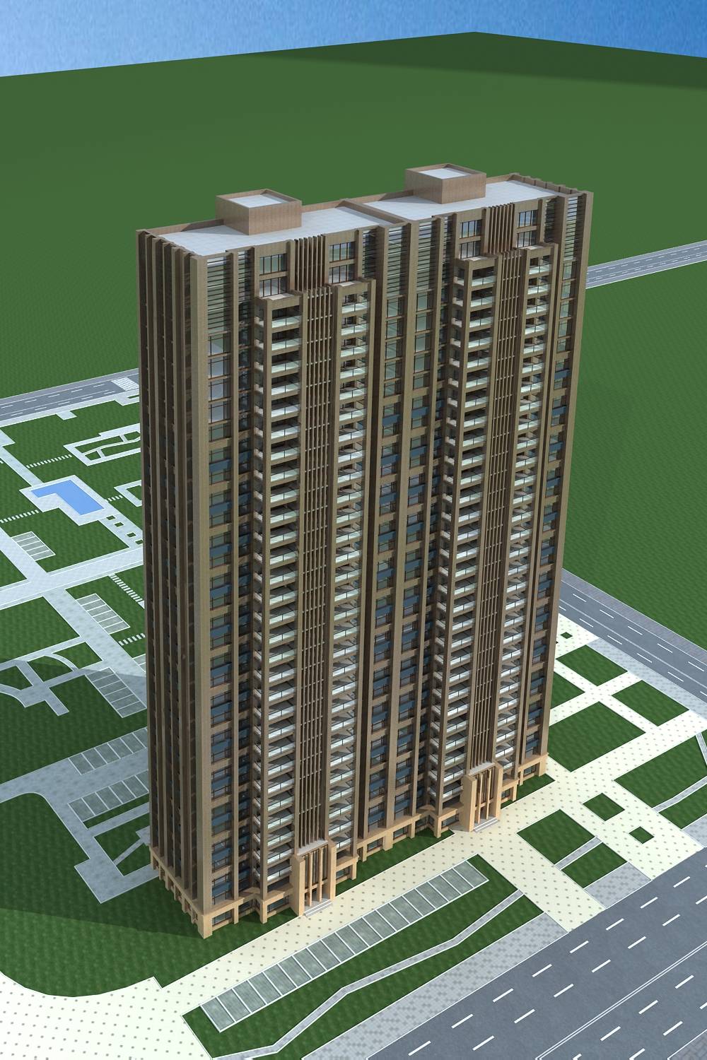 现代高层住宅楼
