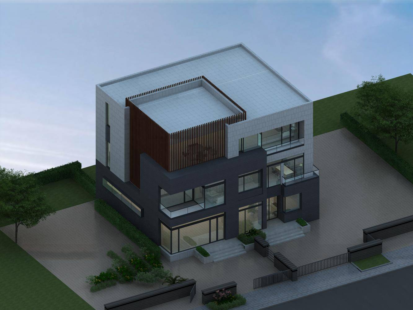 现代独栋别墅3dmax 模型下载-光辉城市