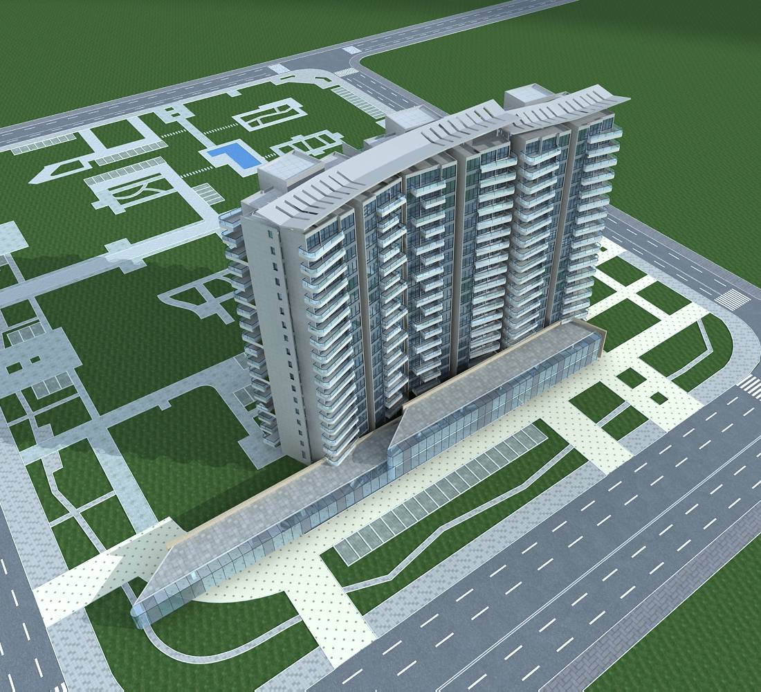 现代高层商业住宅楼
