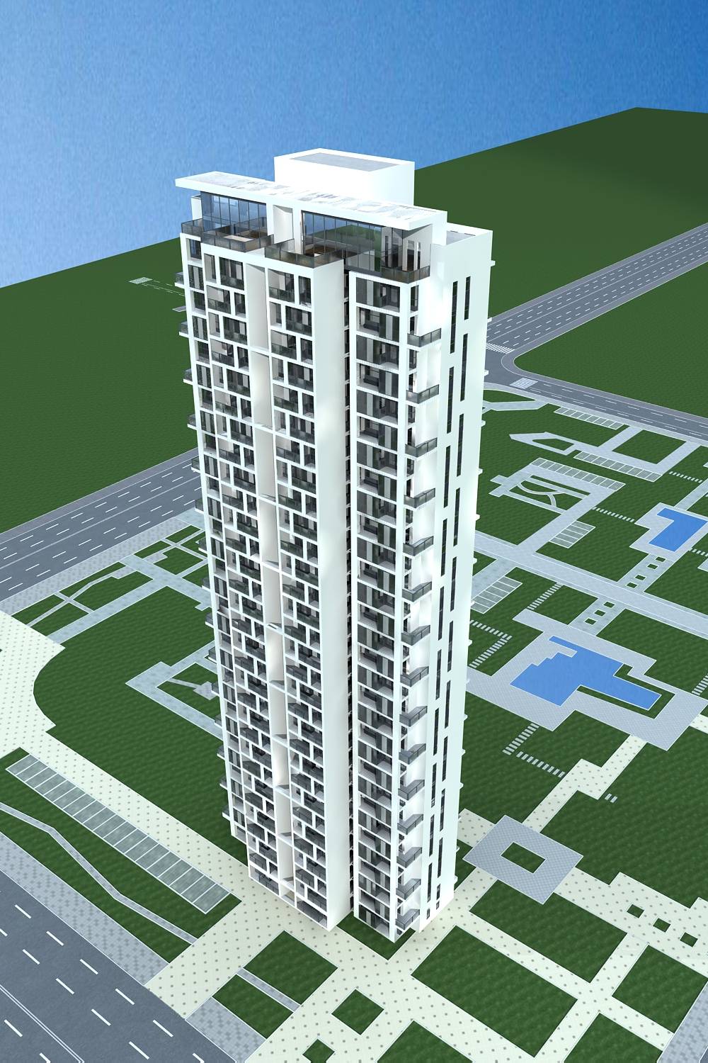 现代高层住宅楼