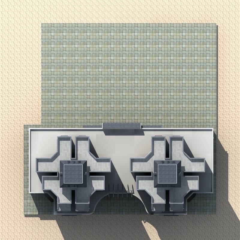 现代中式高层双塔商业住宅楼