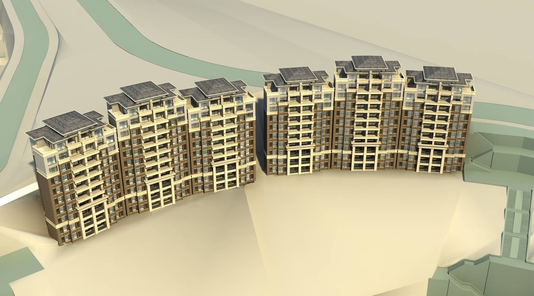 中式现代高层住宅楼