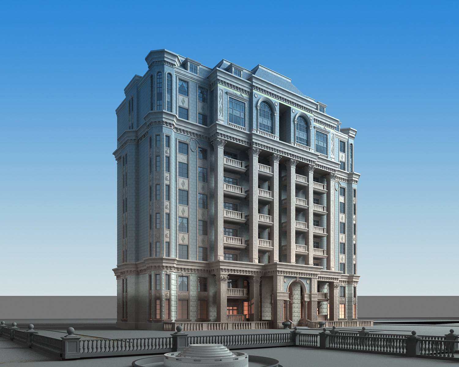 简欧风格小高层住宅楼3dmax 模型下载-光辉城市