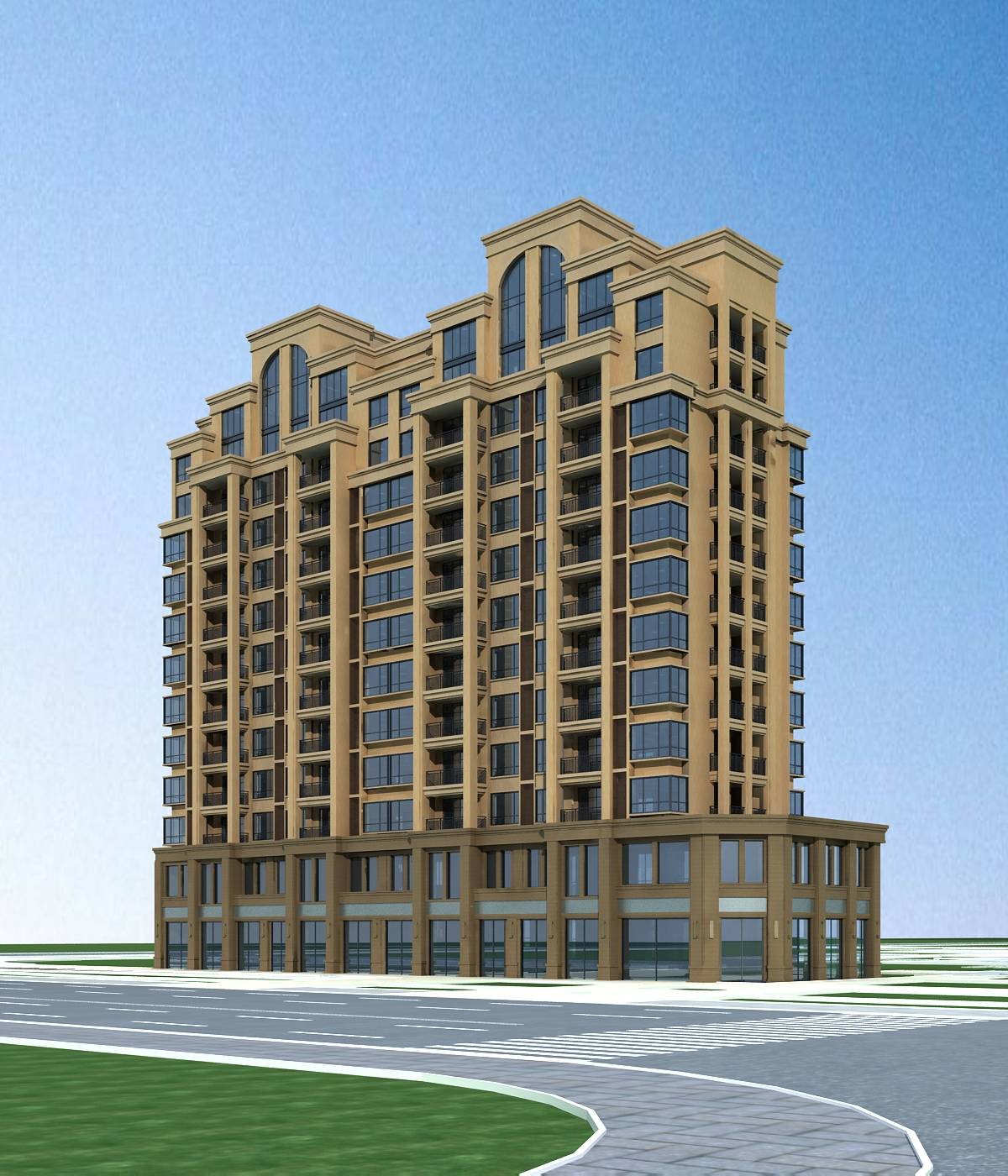 简欧风格高层商业住宅楼
