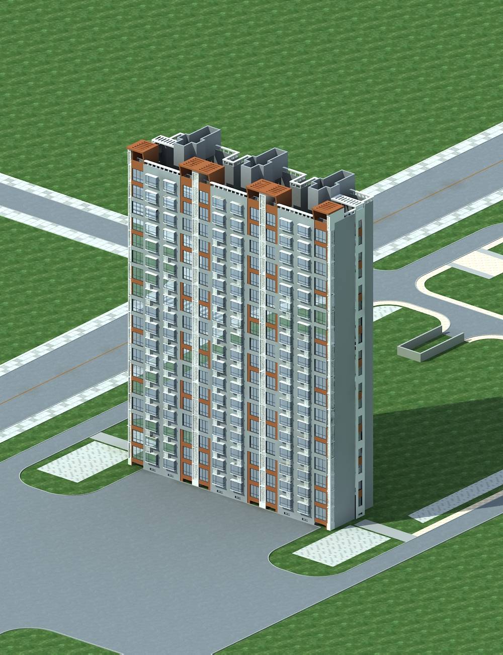 现代高层住宅楼