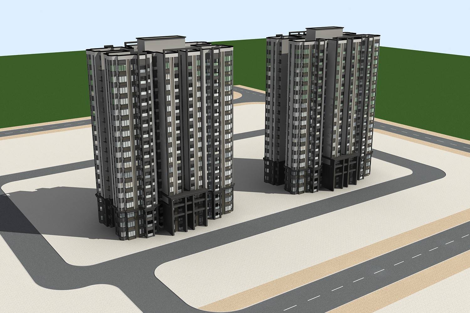现代高层住宅楼