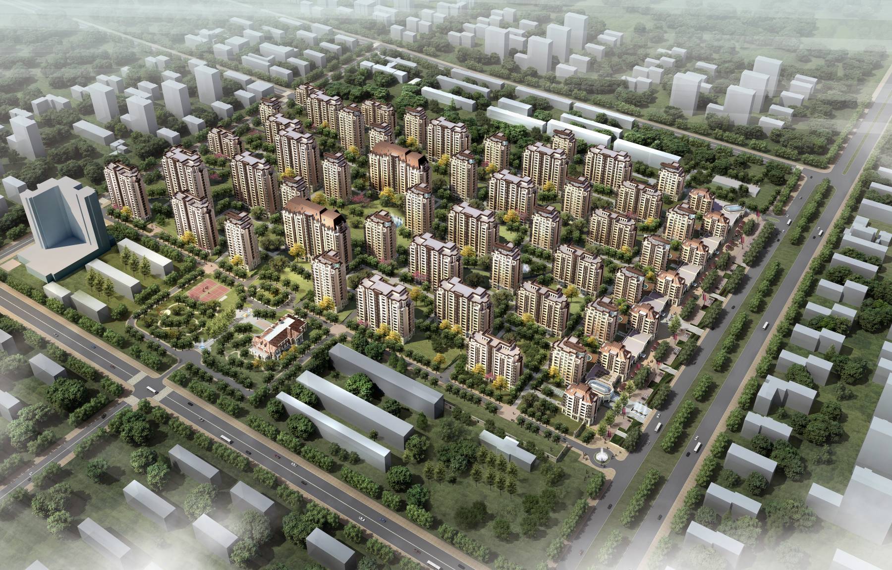 简欧风格商业住宅小区