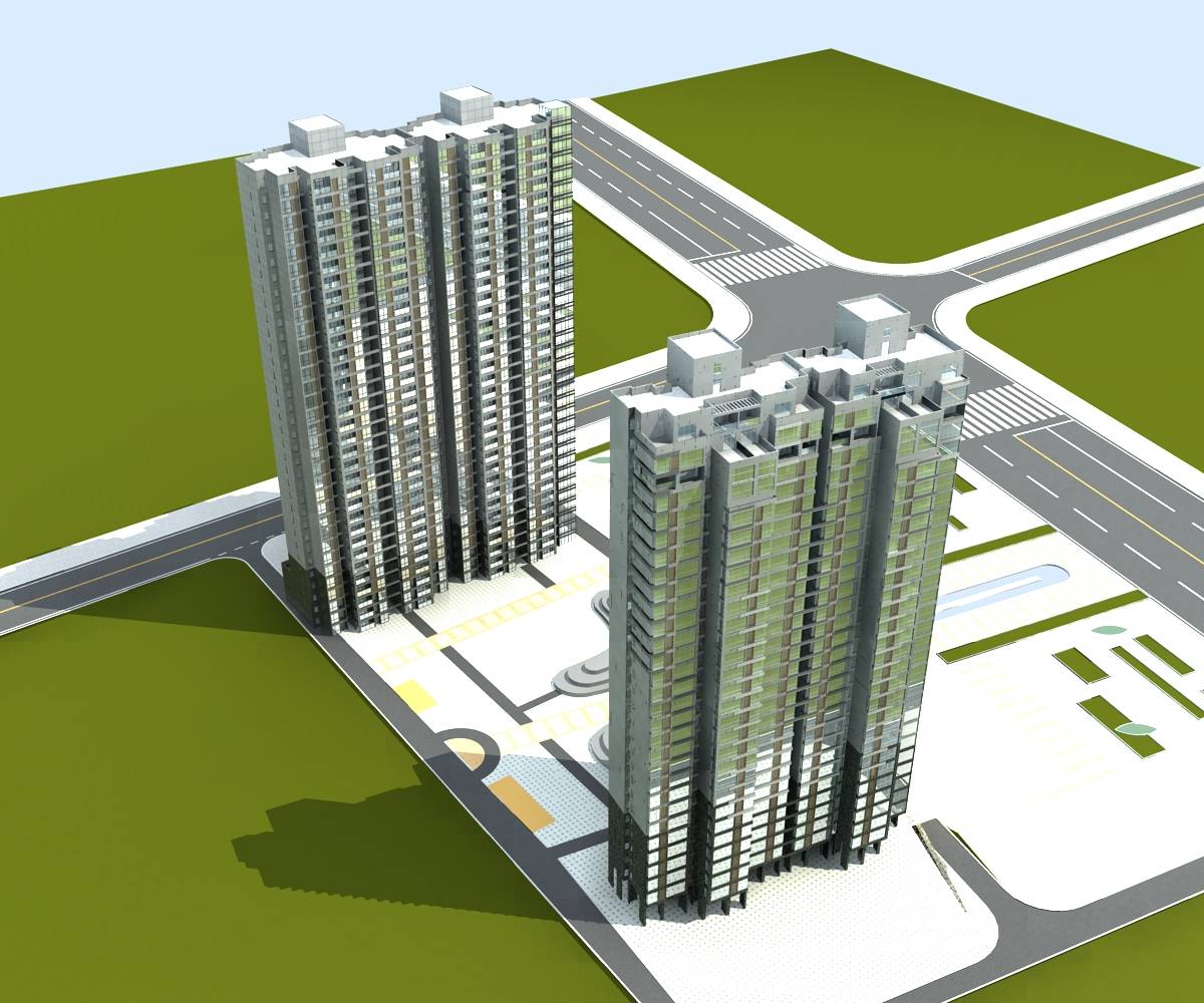 现代高层商业住宅群楼